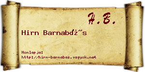 Hirn Barnabás névjegykártya